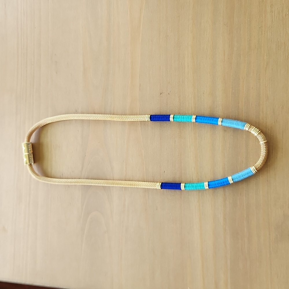 Holst+Lee Blue Long Mesh Colorblock Necklace